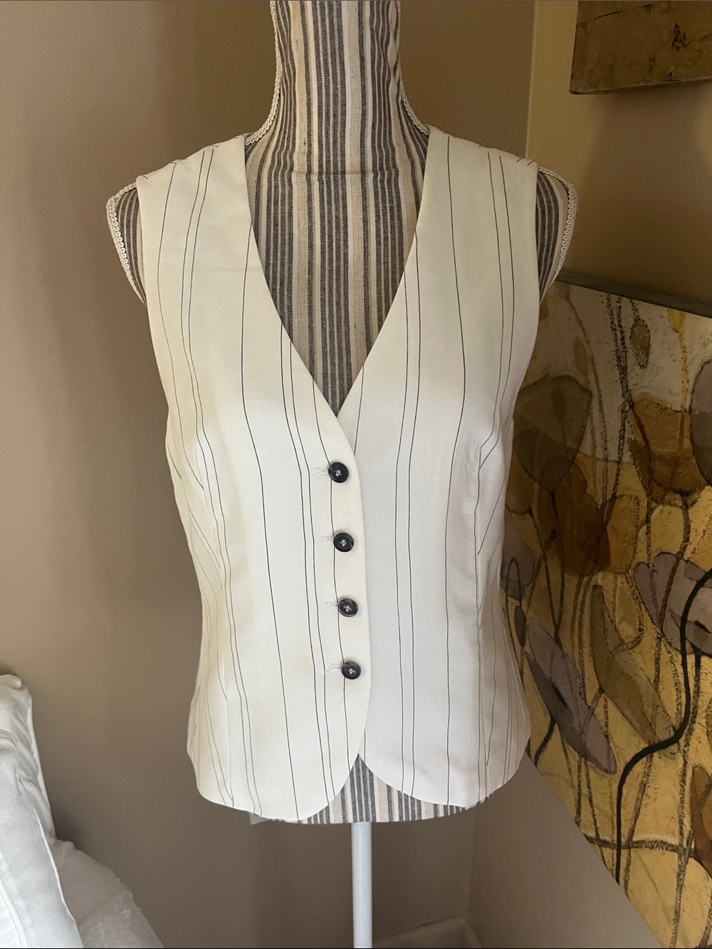 H&M three button vest pinstripe lined size small NWT